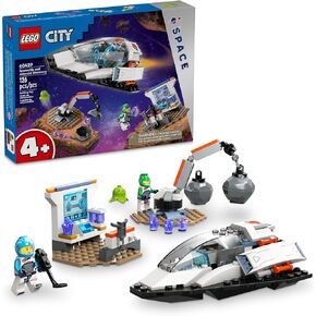 LEGO City Spaceship and Asteroid Discovery Toy Building Set, Gift for Kids Ages 4 Years Old and Up who Love Pretend Play, Includes 2 Space Crew Minifigures, Alien, Crystals, and Crane Toy, 60429