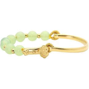 Fashion 18K Gold Plated Lucky Wish Arm Band Cuff Bracelet Faux Jade Stone Bracelet