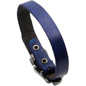 VJOSA Punk Rock Vintage Metal Belt Buckle Wristband Thin Pu Leather Cuff Bracelet