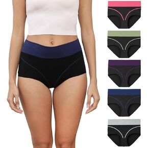 Women's High Waisted Cotton Underwear Briefs Ladies Panties 5 Pack