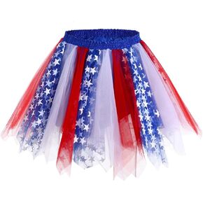 DRESBE July Fourth Tutu Skirt Independence Day Star Tutus Patriotic Party Skirts for Women Multi