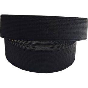 3/4 Inch Elastic Bands 6 Yards Double-Side Twill Woven Elastic Flat Heavy Stretch Elastic for Sewing Pants Waistband (Black, 3/4 Inch, 222001)
