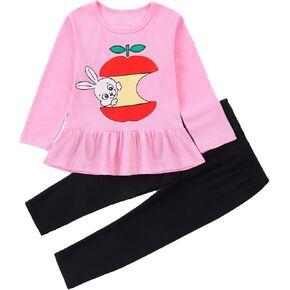 Toddler Girl Outfits Long Sleeve Heart Print T-Shirt Dress and Leggings Toddler Girl Fall Winter Clothes