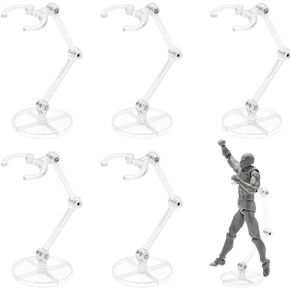 FINGERINSPIRE 6 Pcs Action Figure Stand Assembly Action Figure Display Holder Base Round Doll Model Support Stand Clear Miniature Model Bases Compatible with HG RG SD SHF Gundam 1/144 Figures