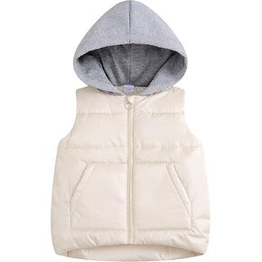 Happy Cherry Kids Snow Vest Jacket Hooded Padded Waistcoat Boys Girls Winter Warm Lightweight Sleeveless Puffer Vest