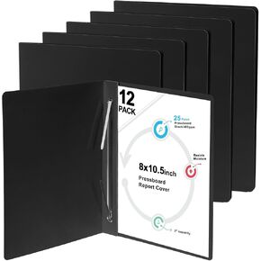 gisgfim 12 Pcs 8 x 10.5'' Pressboard Report Cover 3" Capacity Prong Clip Report Cover Metal Prong Fastener with Compressor Letter Size Presentation Report Folder for Bind Proposal Document