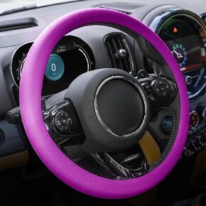 Spurtar Hot Pink Steering Wheel Cover Protector, Soft Silicone Leather Texture Steering Wheel Covers, 14"-15" Anti-Slip Car Steering Wheel Cover, Steering Wheel Cover for Steering Wheel