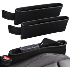 2 Pack 2024 Update Car Seat Gap Filler Organizer Leather Console Storage Box Front Side Pocket Seats Organizers Filler Interior Car Accessories for Phone Wallet Coin Key Sunglasses(Black) in Kuwait