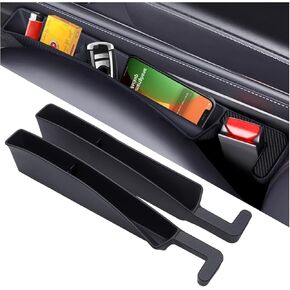 Car Seat Gap Filler Organizer 2 Pack, Gap Filler Organizer For Car, Between Seats And The Console To Stop The Small Items From Dropping (Black)