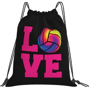 Love Volleyball Unisex Drawstring Backpack Bag Sport Gym Swim Travel Sackpack