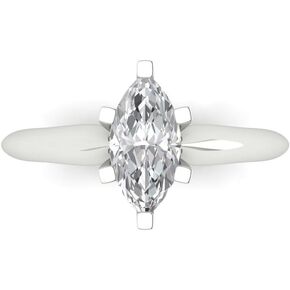 14k White Gold 0.97cttw Classic Marquise Cut Solitaire Moissanite Designer art deco Anniversary Ring Bridal Wedding by