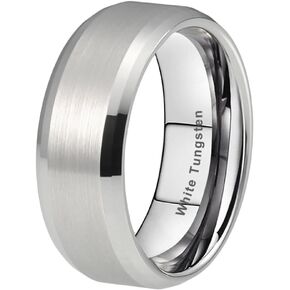 6mm 8mm White Tungsten Rings for Men Women Couple Fashion Jewelry Engagement Wedding Bands Matte Finish Beveled Edges Comfort Fit