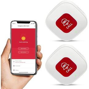 زر اتصال Tuya WiFi الذكي SOS، زر الذعر اللاسلكي، إنذار شخصي لكبار السن والمريض المعاقين، 2 أزرار طوارئ قابلة لإعادة الشحن، يدعم فقط شبكة Wi-Fi 2.4 جيجا هرتز in Kuwait