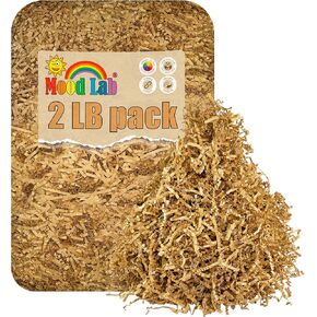 Mood Lab Crinkle Cut Paper - 2 LB Brown - Shred Filler- Shredded Cut Paper for Basket Filling - Gift Box Kraft Wrapping Paper