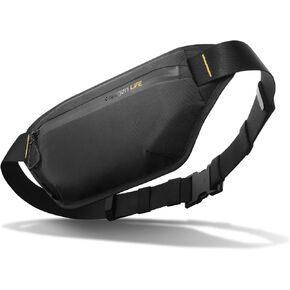 Spigen Life Waist Bag with 4 Separate Pockets, Waist Pack Fanny Pack, Large Capacity, Water Resistant, Durable, Lightweight Crossbody Bag with Adjustable Strap for Travel, Hiking, Sports - Black