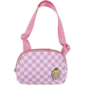 Super Mario Bros Princess Peach 7.5" Pink & White Checkered Quilted Fanny Pack in Saudi Arabia