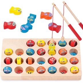 LovesTown Wooden Magnetic Fishing Game for Toddlers, Fine Motor Skill Toy ABC Alphabet Color Sorting Puzzle, Montessori Letters Cognition Preschool Gift for 3 4 5+ Year Old Kids