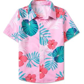 SANGTREE Short Sleeve Hawaiian Shirts Casual Floral Button Down Aloha Shirt, Dad and Son Matching Hawaiian Shirts
