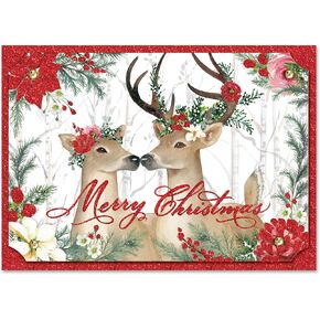 Punch Studio Christmas Dimensional Greeting Cards: Christmas Tree with Glitter (Set of 12), Multicolor, (44679)