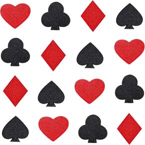 FINGERINSPIRE 40pcs Playing Cards Patch Self-Adhesive/Sew Poker Appliques Patches Spades/Red Diamonds/Black Club/Red Heart Computerized Embroidery Las Vegas Gaming for Clothes, Luggage, Phone Case