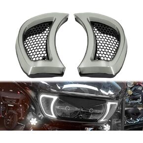 Headlight Vent Accent LED Indicator Side Running Lights Turn Signal Fit For Harley Road Glide FLTRX Special FLTRXS CVO Ultra FLTRU 2015-2023 (Color:Smoke)