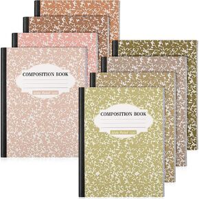 Colarr 8 Pack Composition Notebook 9.75 x 7.5 Inch Wide Ruled Marble Paper Composition Books Assorted Fun Colors Office School Notebook, Hard Cover, Sturdy Sewn Binding (Deep Color)