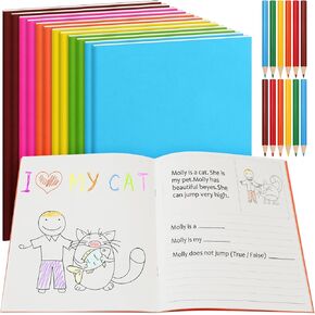 Eaasty 24 Pcs Story Notebook for Kids with Colored Pencils Blank Books for Kids to Write Stories Primary Notebook Kids Preschool Journal Composition Book Art Crafts Supplies 5.5" x 8.3"