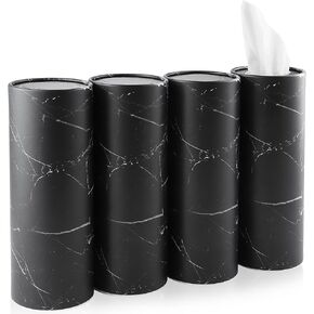 JUSTTOP Car Tissue Holder,Car Travel Kleenex Cup Holder with 4 Pack Facial Tissues,Convenient Tissue Bag,Car Accessories Interior for Women and Man 4 Canisters Black