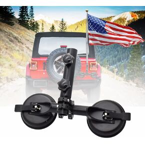 Universal Flagpole Holder with Suction Cup Multi-Function Flag Pole Holder Kit Compatible with Off-road SUV, Truck, Jeeps, Off-Road RV, SUV, Yachts, ATV, UTV