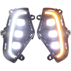LED DRL Daytime Running Light for Toyota RAV4 2019 2020 2021 2022 2023 Fog Lamp Bezel with Yellow Turn Signal