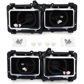 Generic INIONE Headlight Bezel Headlight Housing Base Fit Freightliner FLD 112 1989-2003, Driver and Passenger Side, Black, YO-10-8894-L/R