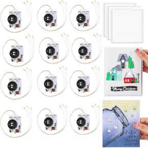 BAOFALI12 PCS Creative Easy Halo Lights & Easy Lights for DIY Light-Up Christmas Cards Making Scrapbook Decoration ; Self-Adhesive Light-Up Units with Warm White LEDs (without Battery)