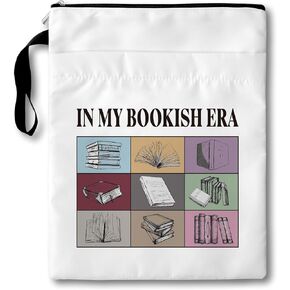 in My Bookish Era Book Club Gifts Bag, Book Sleeves with Zipper, 11x9 Inch Washable Book Covers for Paperbacks, Book Cover Bag Gifts for Women Librarian Reader Bookish Bibliophile, A015