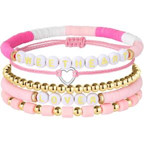 SIXFOX 5pcs Preppy Bracelets Set Cute Back to School Bracelets First Day of School Bracelets Adjustable Stackable Charm Friendship Bracelets Birthday Gifts for Women Teen Girls Kids