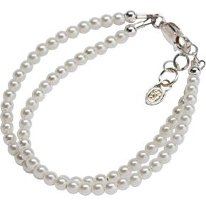 Precious Pieces Children's Sterling Silver Double-Strand Simulated Pearl Bracelet for Babies, Toddler and Girls