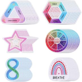 36PCS Anxiety Sensory Stickers,6 Styles Calm Paster Tactile Fidget Textured Mindfulness Sticker for Desk Water Bottle Laptop Stress Anxiety Relief Counselor Kids Adult School Supplies