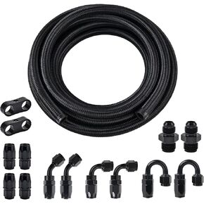 EVIL ENERGY 6AN Fuel Line Kit, 6AN Hose Nylon Braided Fuel Line With 14PCS Fitting Adapter Kit CPE Transmission Cooler Line 20FT