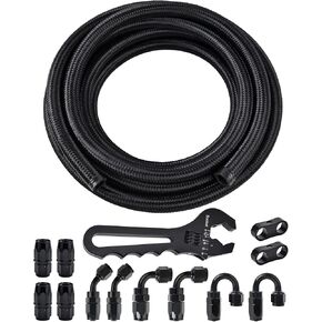 EVIL ENERGY 6AN Fuel Line Kit, 6AN Hose Nylon Braided Fuel Line 20FT With 12PCS Fitting Adapter Kit CPE Transmission Line