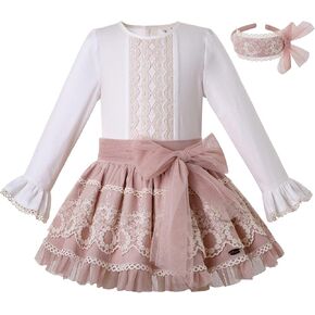 Pettigirl Girls Vintage Lace Winter Wedding Skirt Outfit Teens Kids Pretty Special Occasion Party Clothing Set