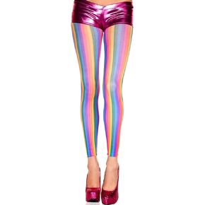 MUSIC LEGS Rainbow Vertical Striped Leggings, Rainbow