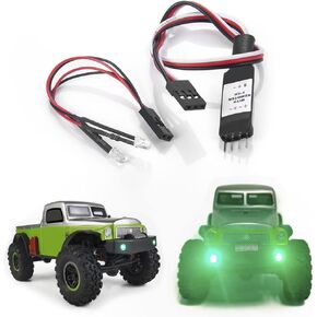 RCHUBAM RC LED Headlights with Light Switch Control Module CH2 for 1/24 Axial SCX24 AXI00004 RC Crawler Car Green