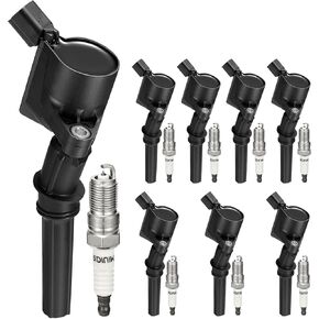 مجموعة من 8 ملفات إشعال DG508 وSP493 SP479 شمعات الإشعال المتوافقة مع F-150 F-250 F350 5.4L 1998-2008 E150 E250 E350 E450 Mustang Lincoln Vpg 4.6LV8 يستبدل DG481 DG491 in Kuwait