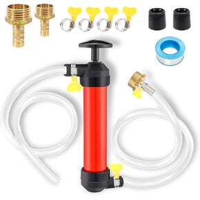 RV Antifreeze Hand Pump Kit, Multi-Use Siphon Pump Kit with 2 Connectors and 4 Clamps, RV Winterizing Kit for Gasoline, Liquid and RV Antifreeze for Winterizing