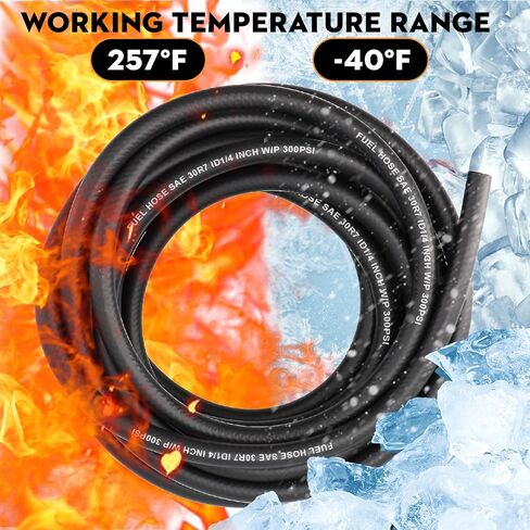 1/4 inch ID Fuel Line Hose 25FT NBR Rubber Push Lock Gas Hose High Pressure 300PSI for Automotive Fuel Systems Engines in Kuwait