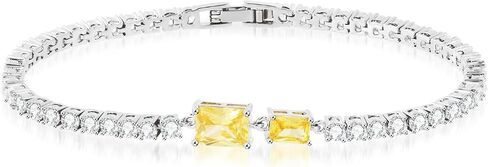 18k White Gold Plated Tennis Bracelet, 3MM Cubic Zirconia Charm Bracelet for Women 7 inches Gift for Women Ideal for Weddings, Parties, and Daily Wear in Saudi Arabia
