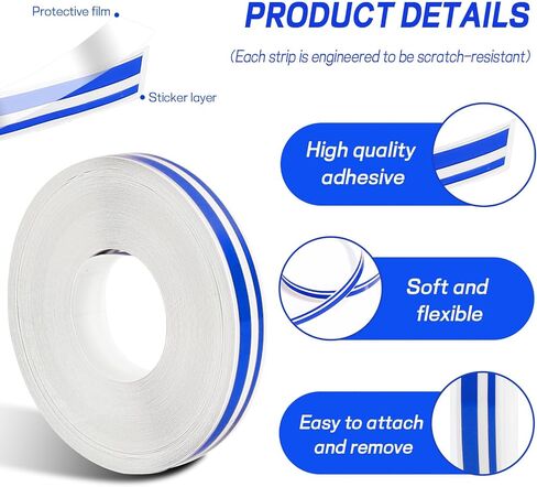2 Rolls×32Ft Car Pinstriping Tape, Vinyl Automotive Pinstriping Tape Stripe Decal, DIY Car Body Side Stripes Trim Sticker, Universal for Motorcycle Door Home Musical Instrument (White) in Kuwait
