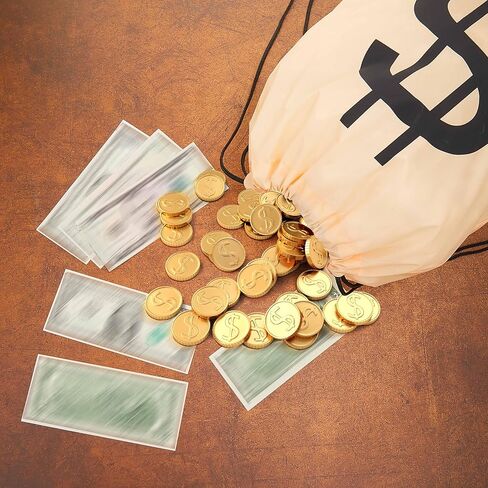 تيسكو 6 قطع من أكياس أموال الهالوين، حقيبة ظهر كبيرة برباط للمال، حقيبة ظهر السارق، زي الدولار، حقيبة ظهر للمال من أجل حفلة لصالح البنك، القرصان، رعاة البقر، كوسبلاي، ديكورات الحفلات، الدعائم in Kuwait