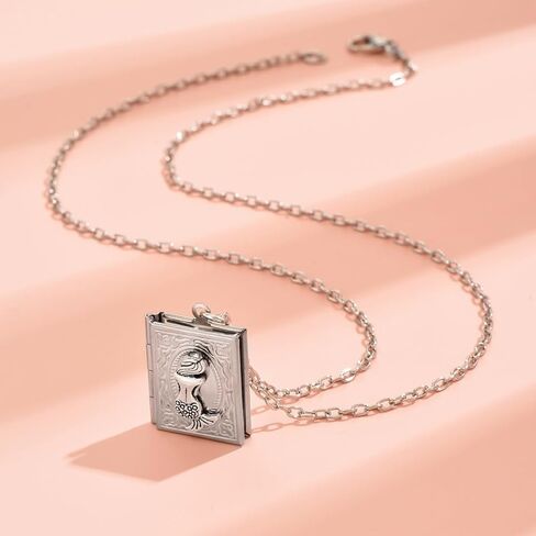 Photo Book Locket Necklace for Women Charm Choker Pendants that Holds Pictures Memorial Jewelry in Kuwait