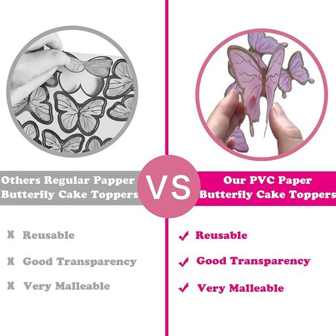 Butterfly Cake Toppers Decorations - 1 Big Happy Birthday Cake Topper & 15Pcs 3D Pink Gold Cupcake Toppers - Party Supplies for Decorating Baby Shower Girl's Birthday in Saudi Arabia