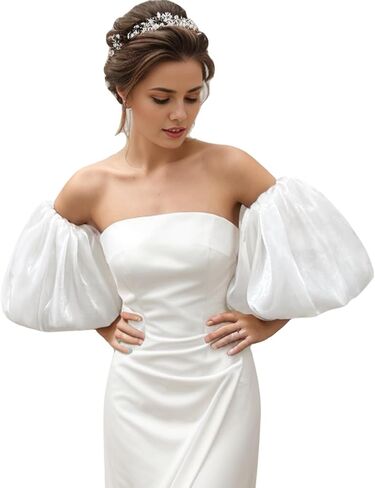 Detachable Puffy Short Sleeves Satin/Organza Stretchy Cuffs in Kuwait